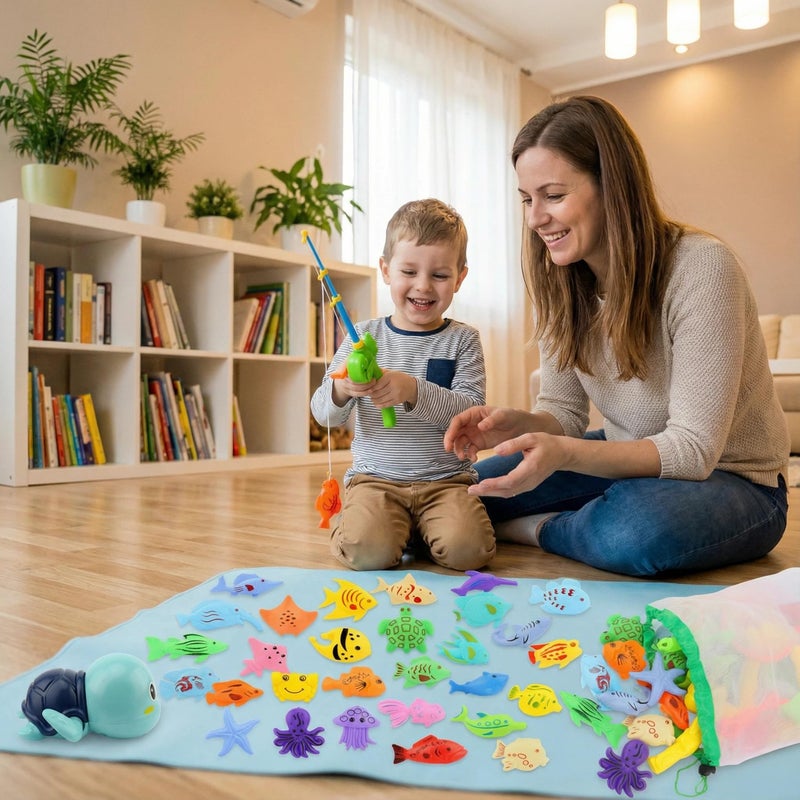AUUGUU Magnetic Fishing Pool Toys Game, Water Table Bathtub Bath Toy - Pole Rod Floating Fish, Birthday Party Gifts for Toddler Age 3 4 5 6 Year Old, Kids Outdoor Toys - Image 2